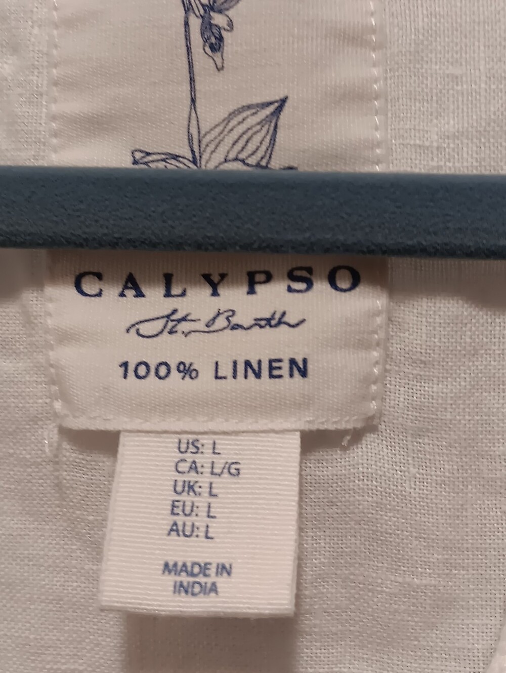 Calypso St. Barthe| Linen Top Palm Trees Coastal Vacation Travel Sz L - Picture 2 of 6